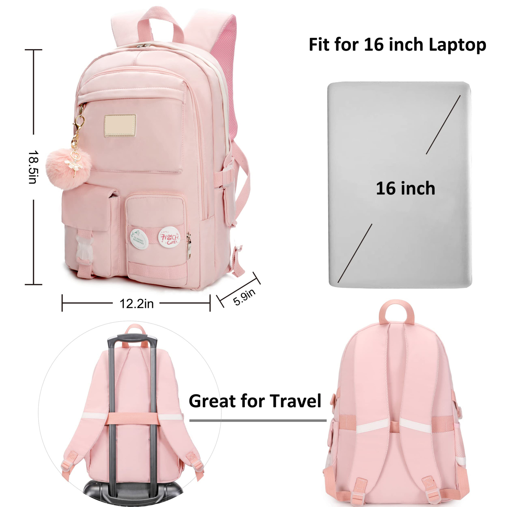 New female junior high school large capacity backpack for college students, computer bag_voghion.com