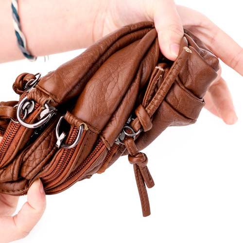 Women's Single Shoulder Bag PU Soft Leather Texture Cross-Border New Small Square Bag Large Capacity Crossbody Bag Simple Middle-Aged Mother Bag