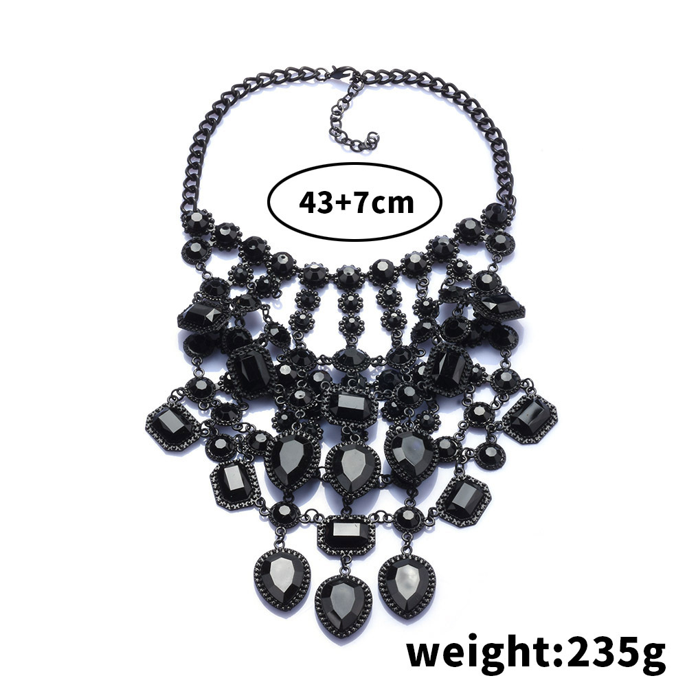 Exaggerated Geometric Alloy Inlay Artificial Crystal Women's Necklace display picture 2