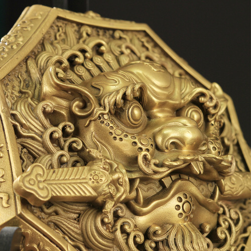 Lion bite sword all brass brand Bagua mirror door and window feng shui lion tiger head brand swallowing beast auspicious animal pendant