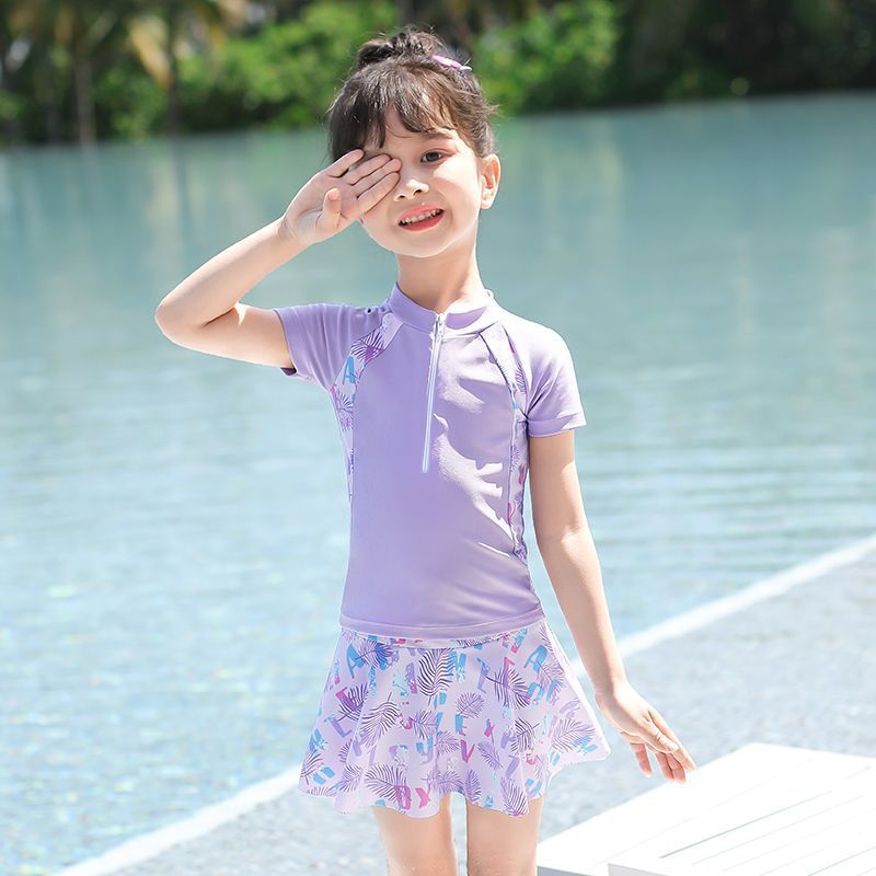 子供の水着の漫画のかわいい女の子の小さい中の大きい子供の袖なしのポリエステルの蝶結びのワンピース式の王女の水着|undefined