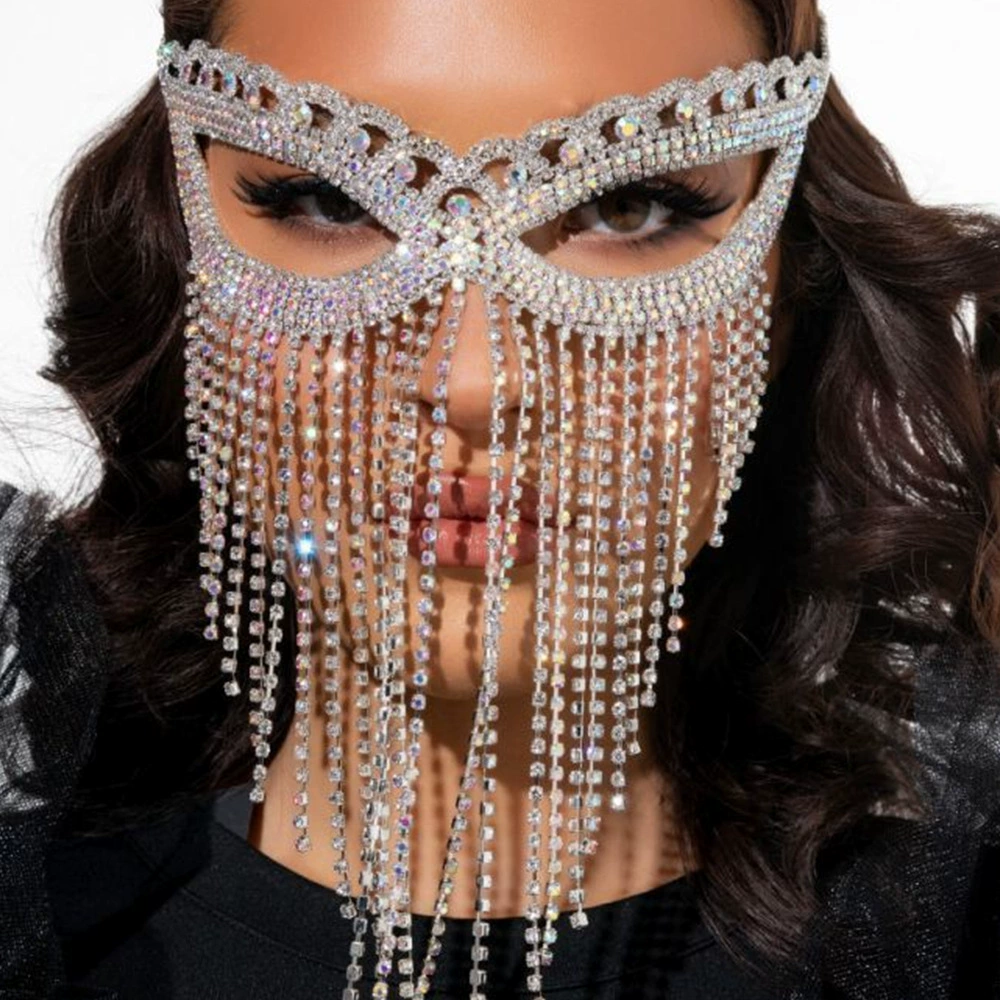 AliExpress Горячая Мода длинная маска с кисточками Маскарадная маска со стразами маска для глаз европейские и американские праздничные аксессуары для вечеринок