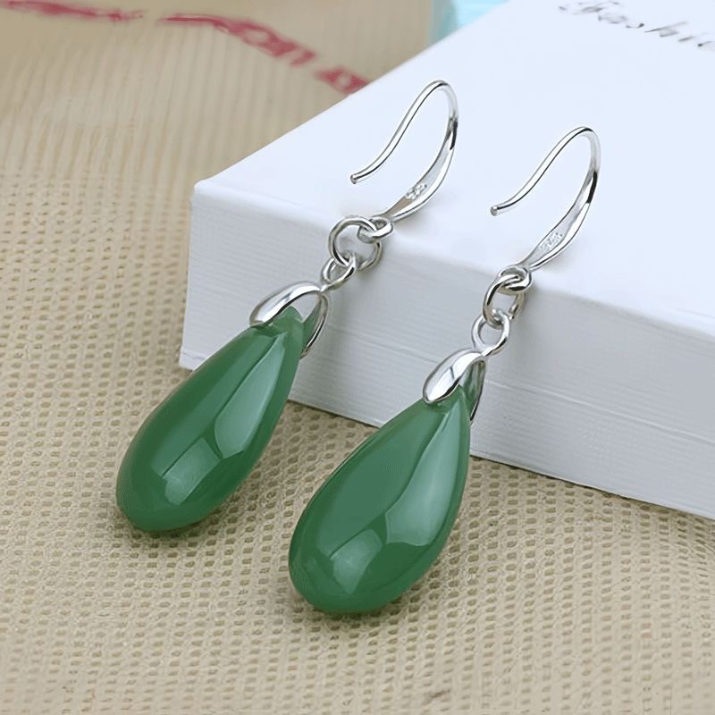 Ear Ring Circle Ear Buckle Ring Ear Drop Green New Chinese Earrings Vintage Ear Jewelry Women's Antique Cheongsam Accessories