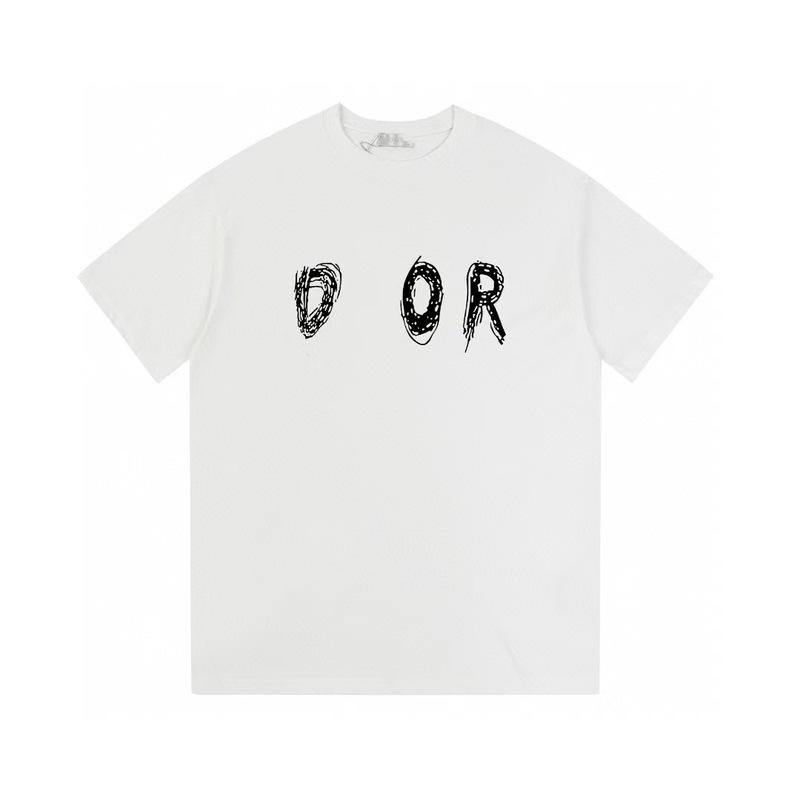 クロスボーダー 25ssCD ホームファッションブランド春夏新作落書きペイントレタープリントユニセックス純綿半袖Tシャツ|undefined