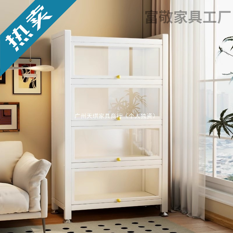 Jiayun Steel Bookshelf Dust-Proof Bookcase Living Room Floor-Standing Multi-Layer Storage Cabinet Iron Hand-Made Display Cabinet