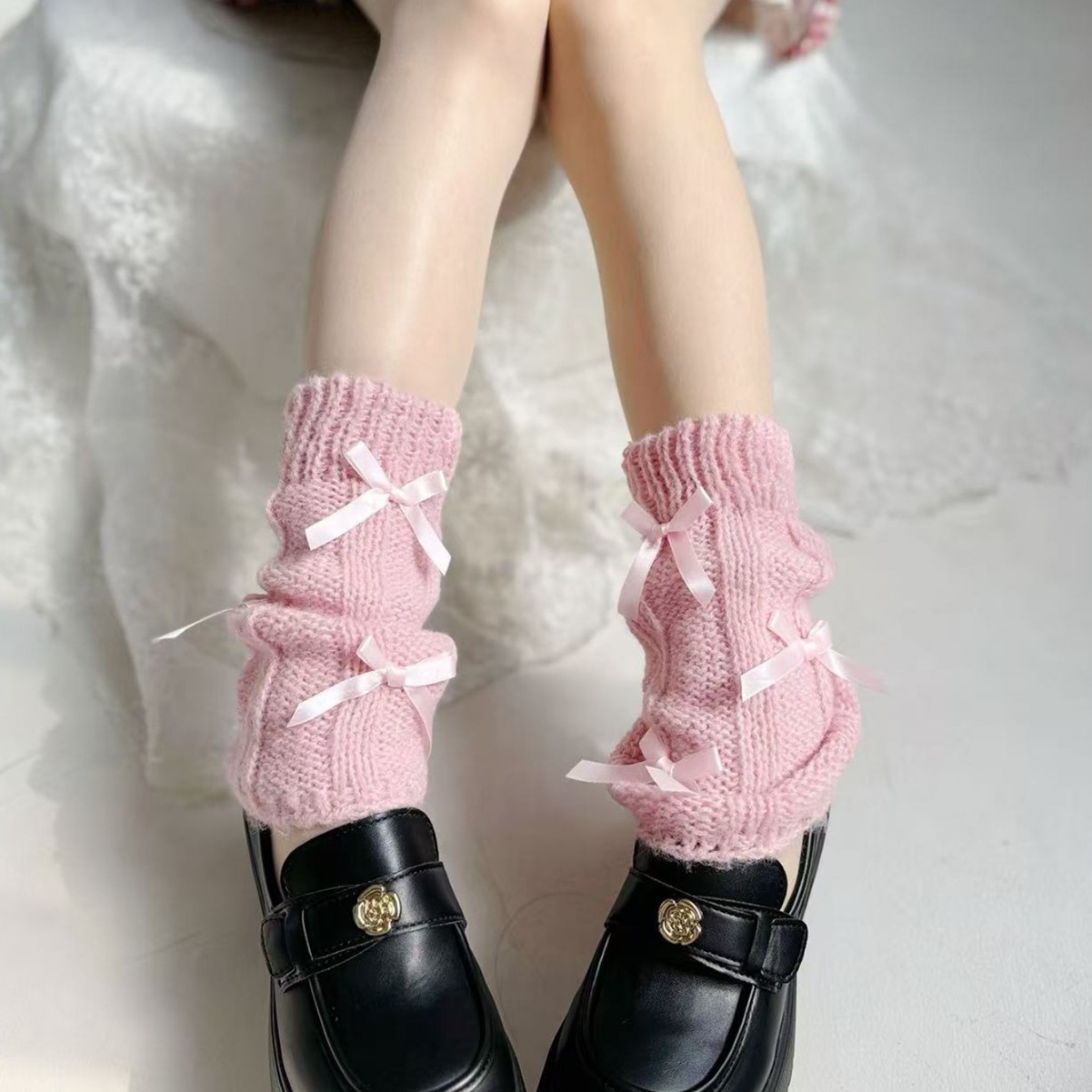 秋冬马短款麻花小袜套甜美保暖短袜个性蝴蝶结脚套百搭堆堆袜