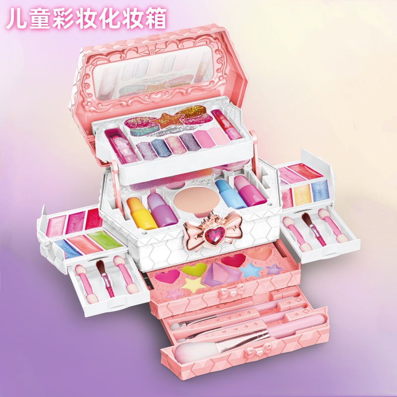Transfronterizos niños maquillaje esmalte de uñas lápiz labial para niñas maquillaje juguetes en caja para niñas maquillaje caja de maquillaje Amazon