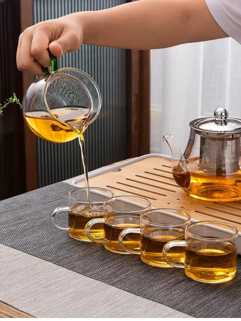 Glass tea set, filter stainless steel, teapot, flavored tea, tea cup