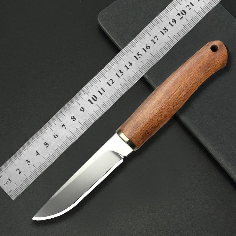 户外刀具野外求生刀山特维克钢红贵宝实木野营烧烤割肉刀把肉小刀