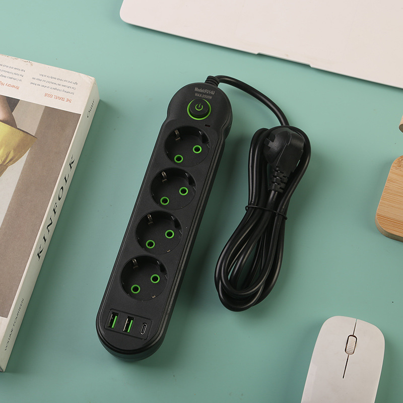 Interruptor de bolsa verde con conector USB + 1 tipo-c de conector