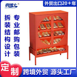 跨境外贸钢制鞋柜家用门口入户玄关大容量收纳储物柜多层鞋架靠墙