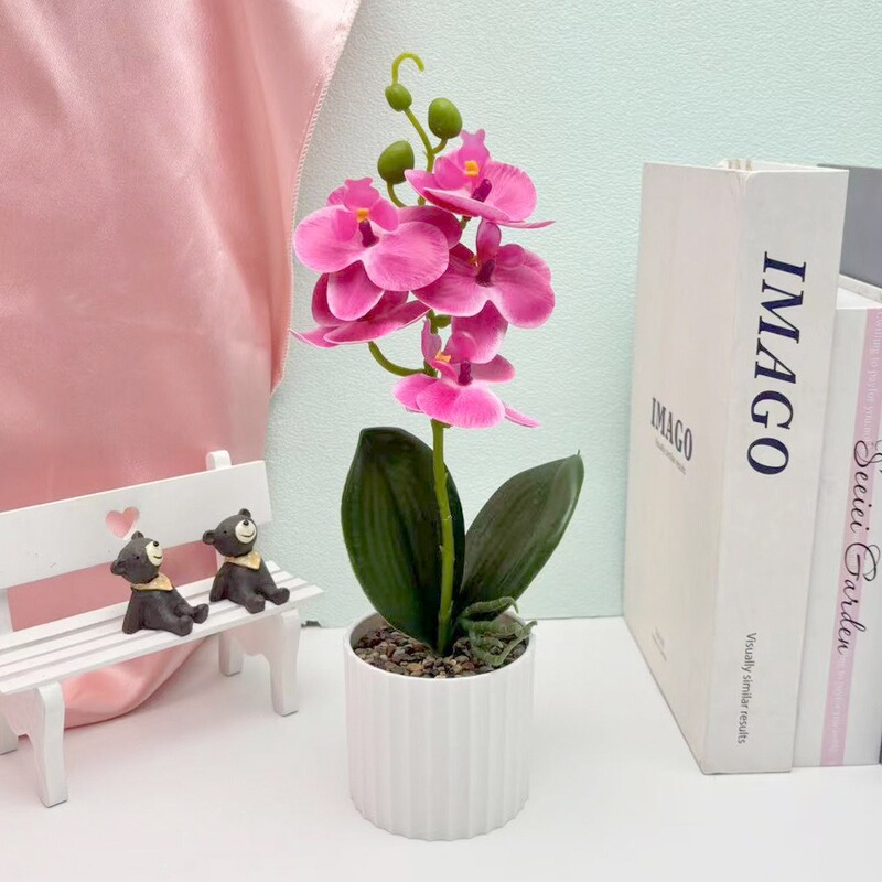 クロスボーダーのシミュレーション胡蝶蘭盆栽花付きデスクトップ装飾プラスチック造花盆栽撮影植木鉢置物花頭|undefined
