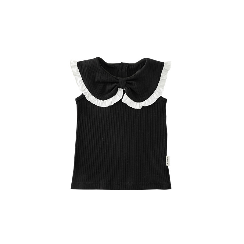 Qiududo niños lindos arco grande collar chaleco verano 2024 nuevas niñas lindo bebé chaleco fino