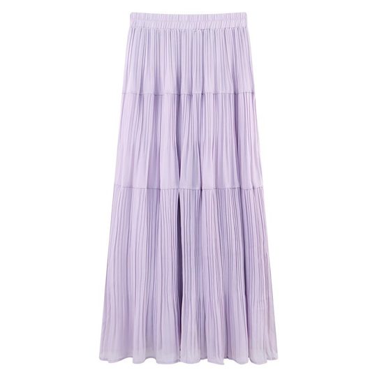 2025 High-Waisted Fairy Skirt Pleated Skirt Long Skirt Gentle Style Purple Skirt Women's Spring and Summer Elegant Versatile Skirt