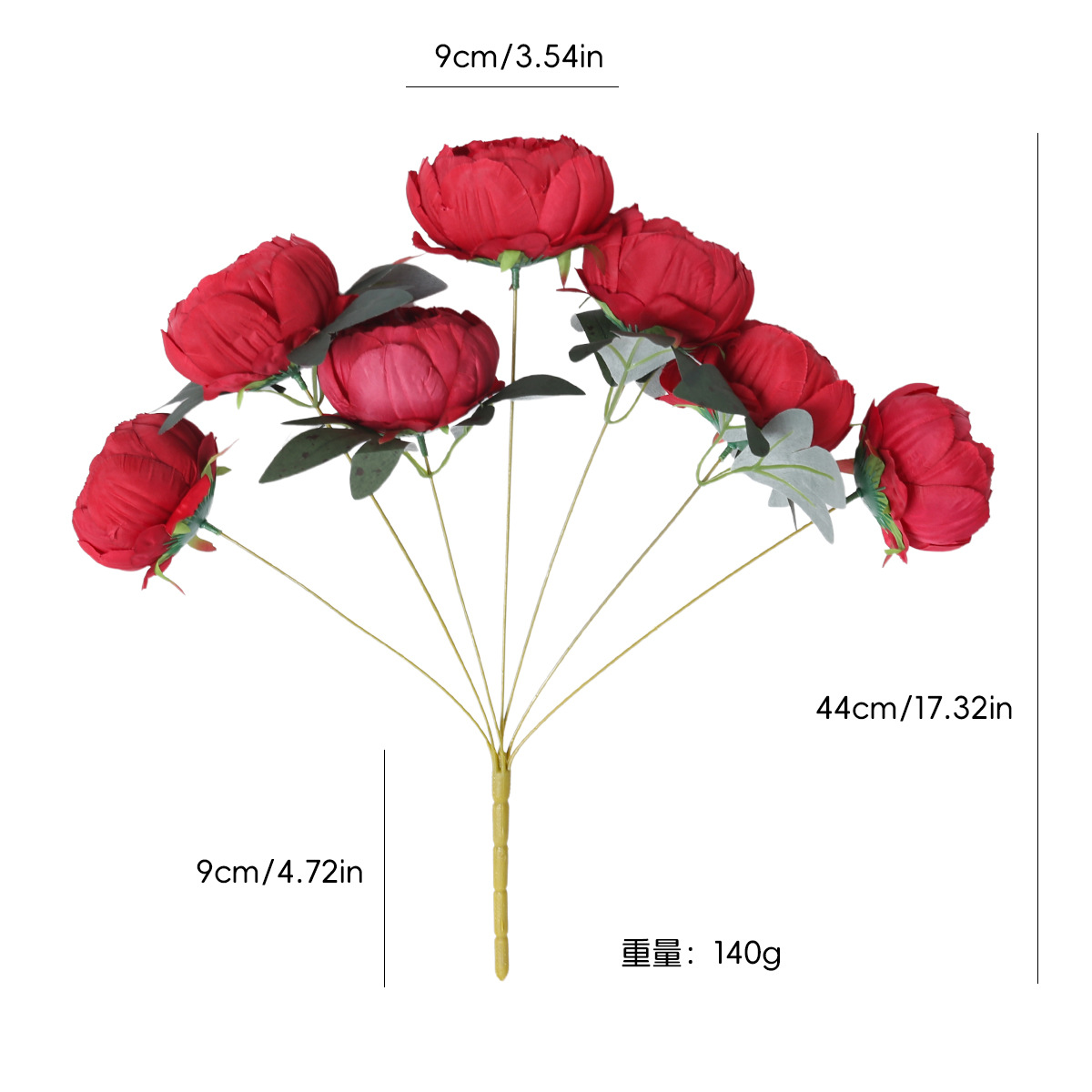 Simulación de 7 cabezas núcleo de peonía peonía flores de boda hotel decoración de flores de pared ornamentos ramo de flores de mano