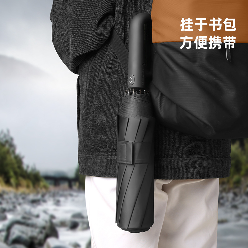 Paraguas automático de 20 varillas, resistente al viento y lluvia, plegable, con revestimiento negro UV