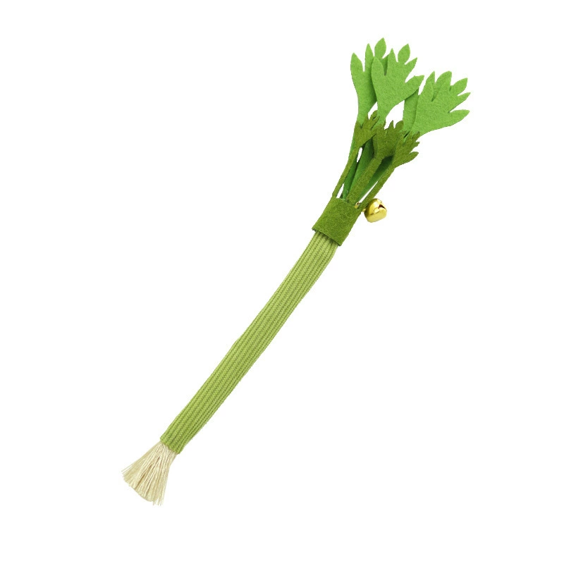 Pet toy realistic celery cat teaser with bell, chewable soft design