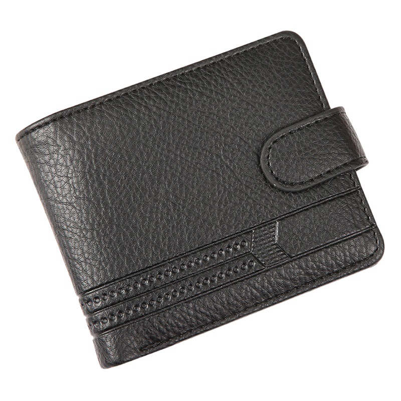 Manufacturer Wholesale Men's Wallet Pu Leather Short Style Foreign Trade Cross-Border Zipper Buckle Wallet Coin Purse with Zipper