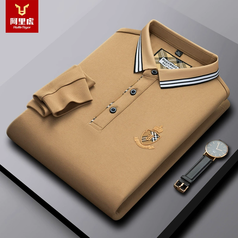 Мужская футболка с длинным рукавом от международного бренда, мужская базовая футболка, одежда для пап, мужская рубашка-поло с воротником.