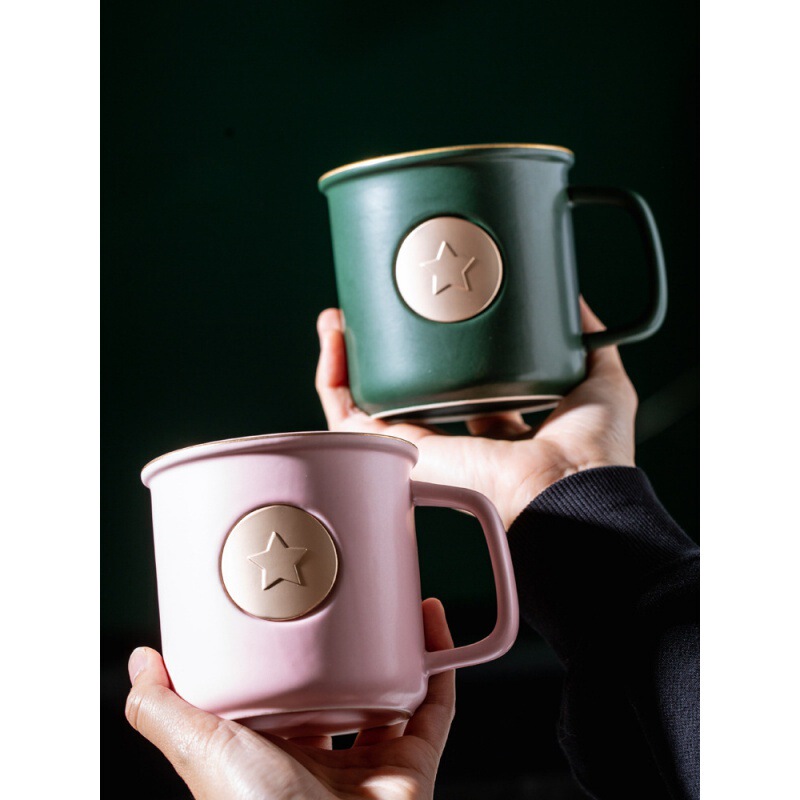 A generation of bronze medal cup ceramic cup copper mug star cup cup coffee cup relief carving advertising LOG