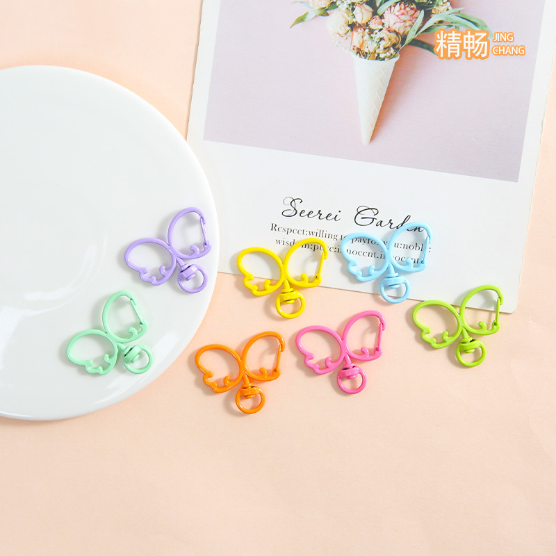New Colorful Creative Butterfly Spring Keychain DIY Jewelry Accessories Hanging Ornaments Handmade Materials Shaped Buckles Wholesale