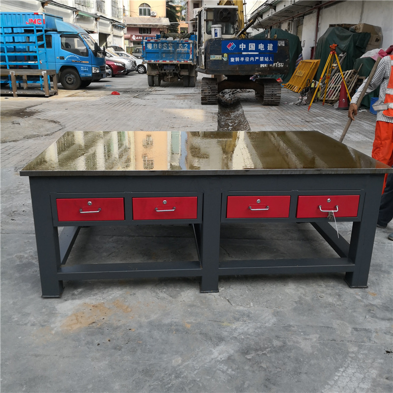 一品钳工操作台重型铁板车间模具维修桌钢板工作台虎钳模具工作桌