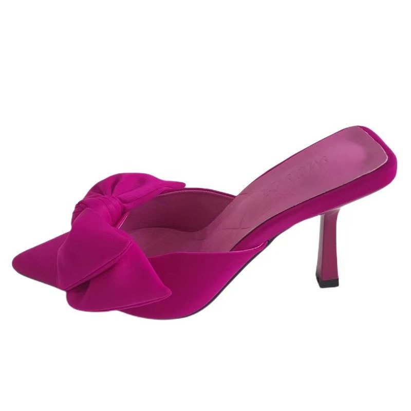 Pointed Toe Stiletto Mules For Women With Bowknot High Heels_voghion.com