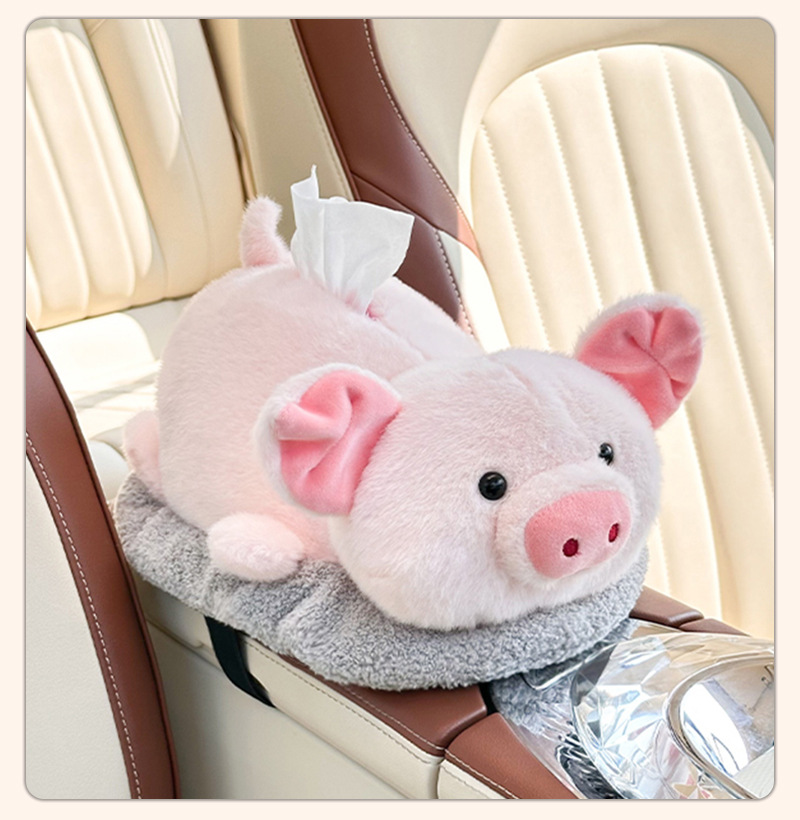 Cartoon Car Tissue Box Deodorizing Bamboo Charcoal Bag Creative Plush Doll Armrest Box Tissue Box Car Decoration Supplies