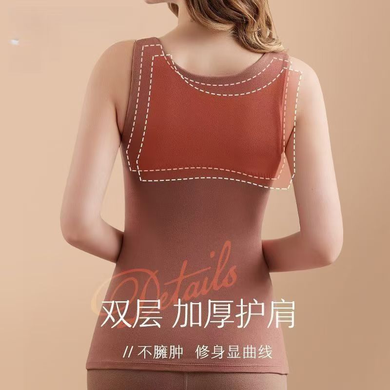 塑身衣免穿文胸美体塑形束腰收腹收小肚子双层加厚德绒保暖背心女|undefined