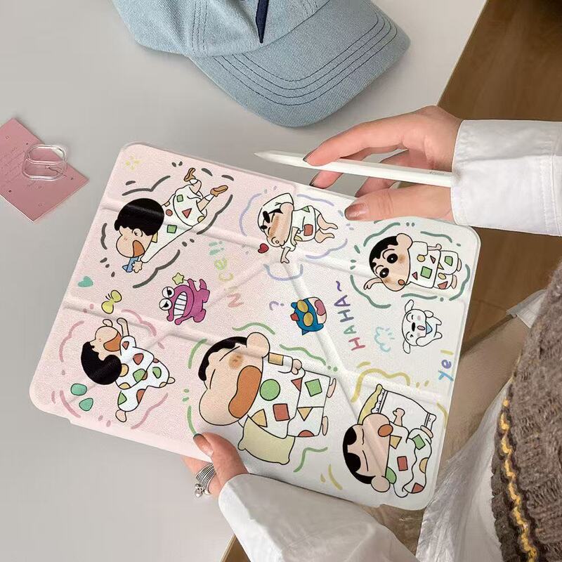 Crayon Shin Y Folding Transparent Case for iPadair4/5 Protective Case Apple Flat Case 2024Pro10th Crayon Shin Y Folding Transparent Case for iPadair4/5 Protective Case Apple Flat Case 2024Pro10th