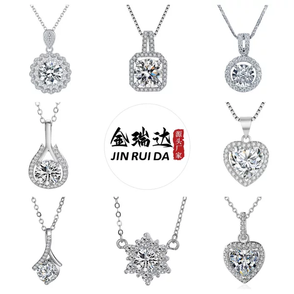Little Red Book fast hand TikTok Net Red live broadcast silver-plated necklace high carbon stone square diamond water drop pear-type female pendant wholesale