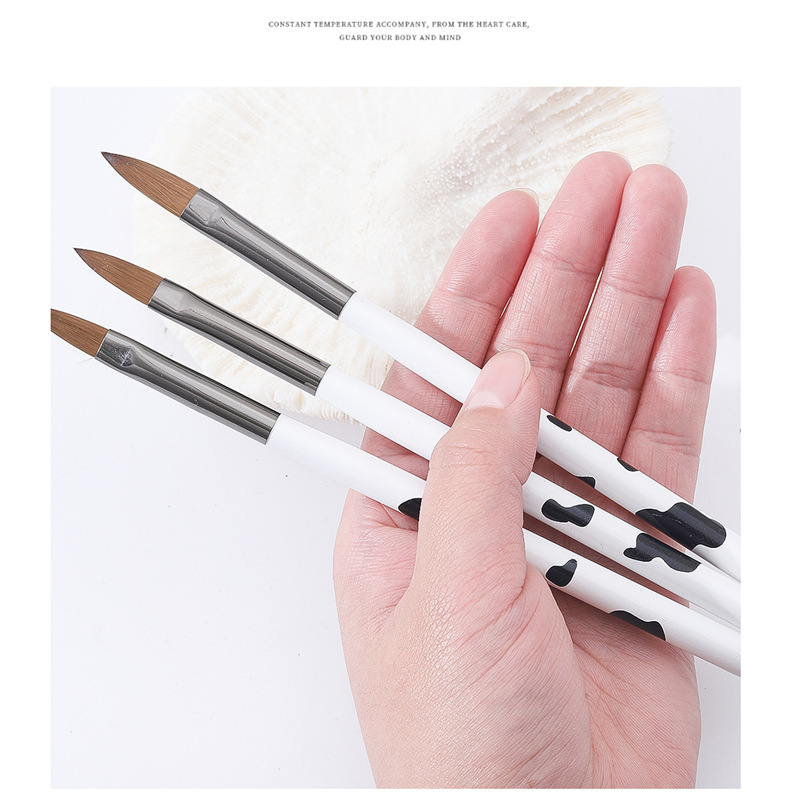 Cross-border exclusivo patrón de leche de tres piezas de arte de uñas de cristal pluma traje de nylon de alta calidad de uñas de arte talla pluma de 3 piezas conjunto