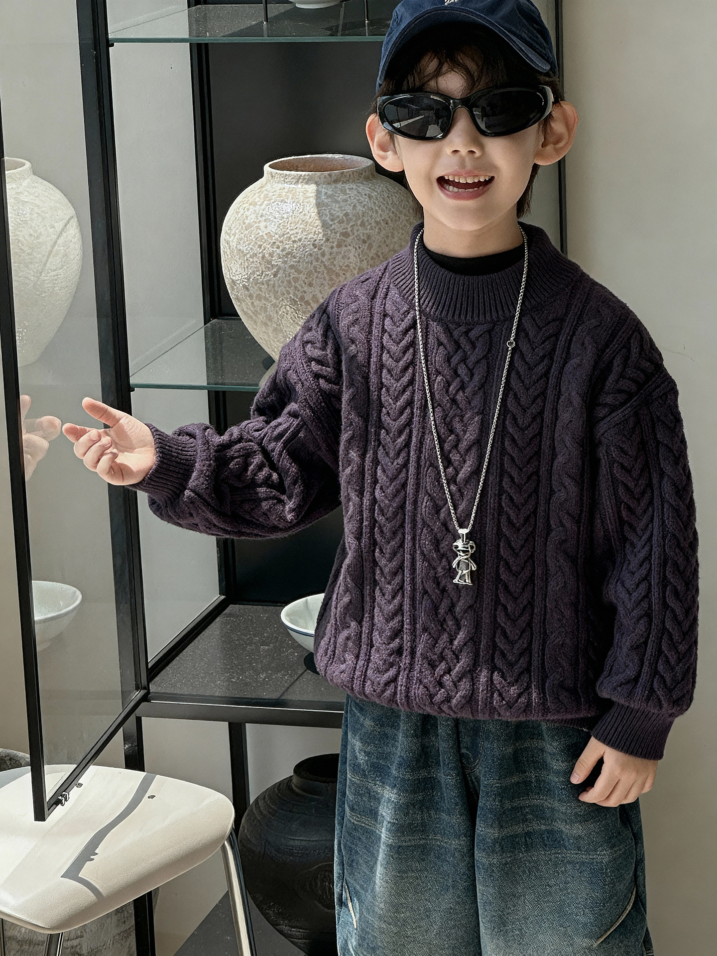 Children's demi-season autumn keep warm knitted sweater for boys…
