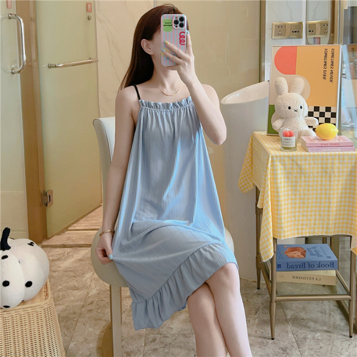Pijama de cabina de verano nuevo estilo simple color sólido ocio dulce pijama casero algodón comercio exterior al por mayor