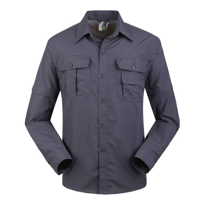 Camisa de secado rápido para exteriores, ropa fina de secado rápido para hombre, traje de manga corta desmontable para mujer, LOGO bordado