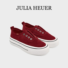 Julia Heuer茱莉亚赫尔 秋季新品女士厚底运动休闲鞋一脚蹬帆布鞋