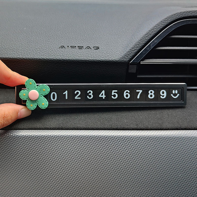 녹색 점 꽃-블랙 합금 슬라이딩 주차 카드