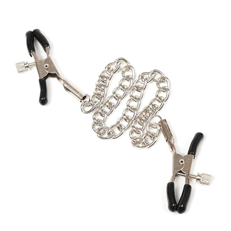 Nipple and Labia Clamps with Chain, Pink B Style, Adult Sensory Accessory — detail image 5