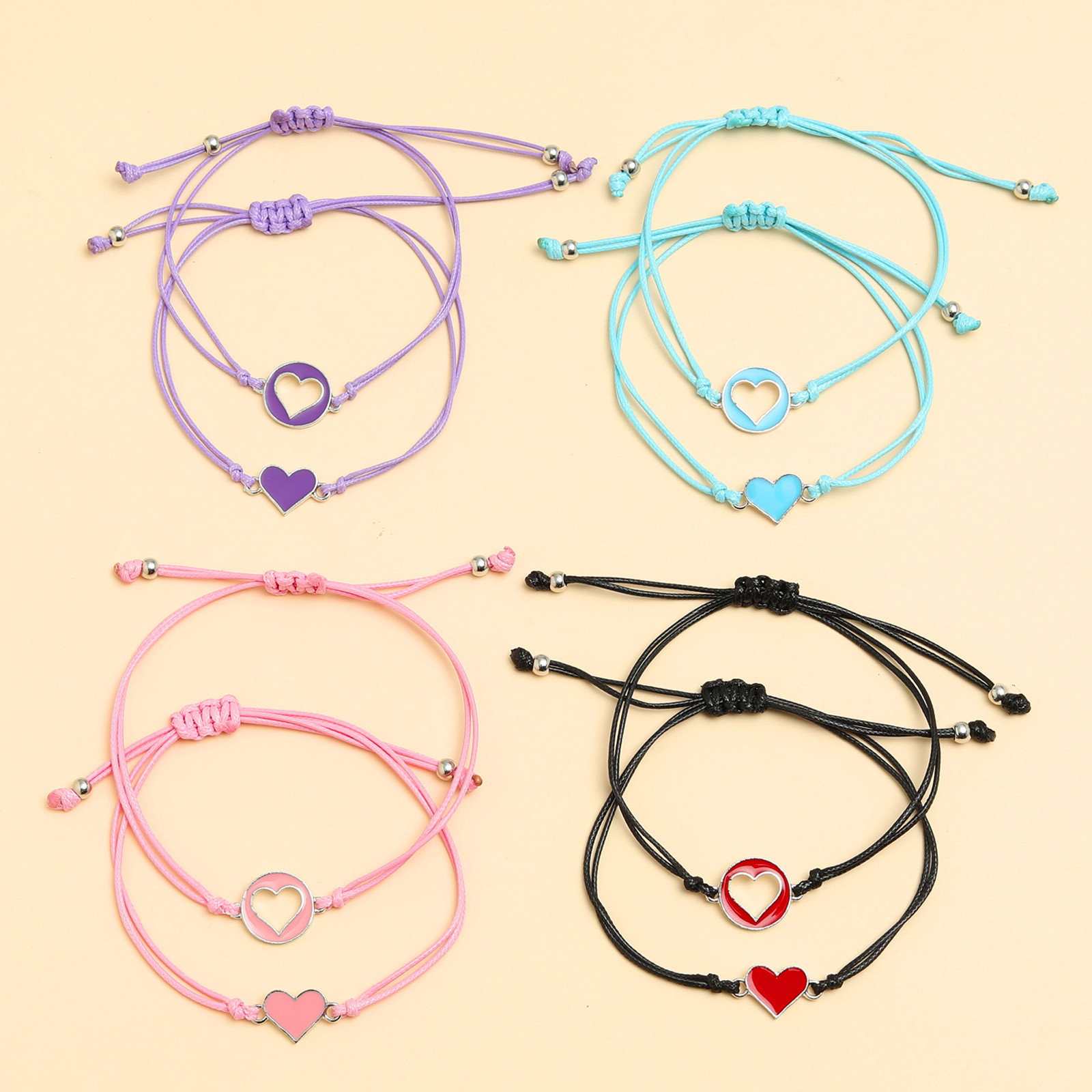 2 Pièces Mode Forme De Cœur Alliage Émail Évider Femmes Bracelets display picture 3