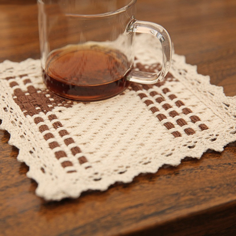 Jin Hao nueva tela de algodón tejido de encaje para platos tapete para platos restaurante creativo tapete posavasos tapete para mesa