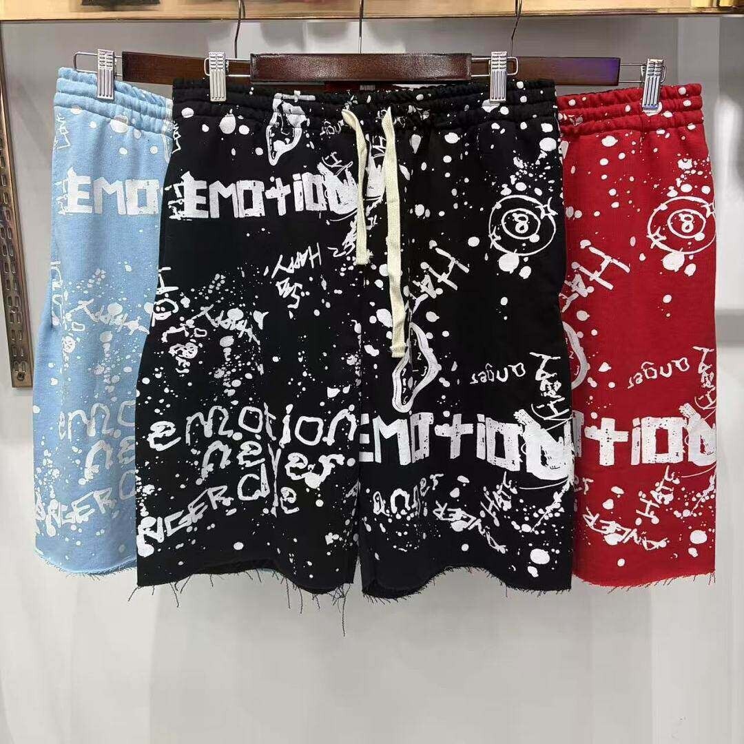 Shorts de Algodón de Verano Estilo Urbano Retro con Estampado Integral de Letras, Corte Recto y Holgado, para Hombre y Mujer