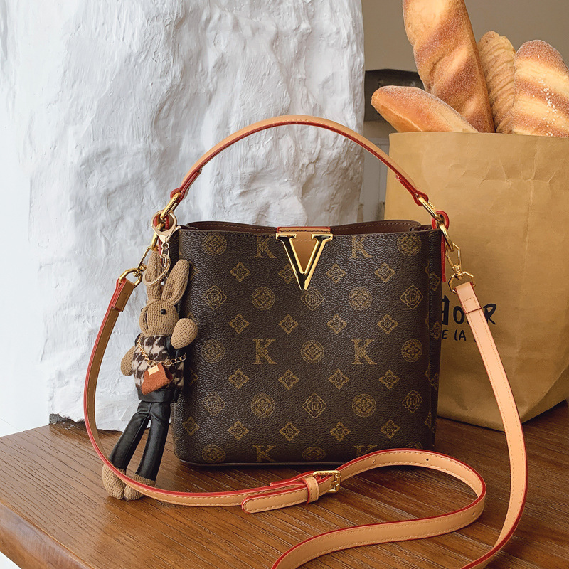 Cross-Border High-End Small Handbag for Women 2026 New Model Versatile Printed Bucket Bag Fashionable Shoulder Crossbody Bag