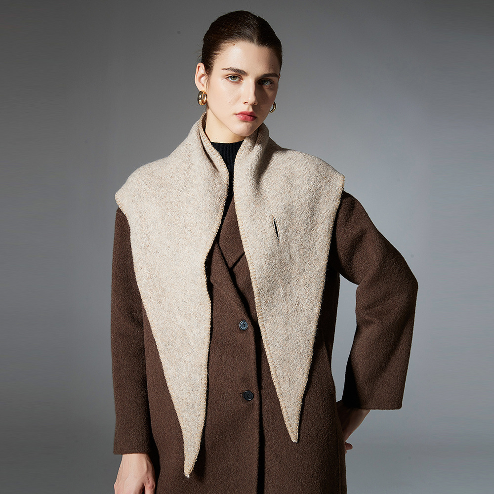 Autumn And Winter Clip Flower Wool Knitted Triangular Binder Shawl Scarf