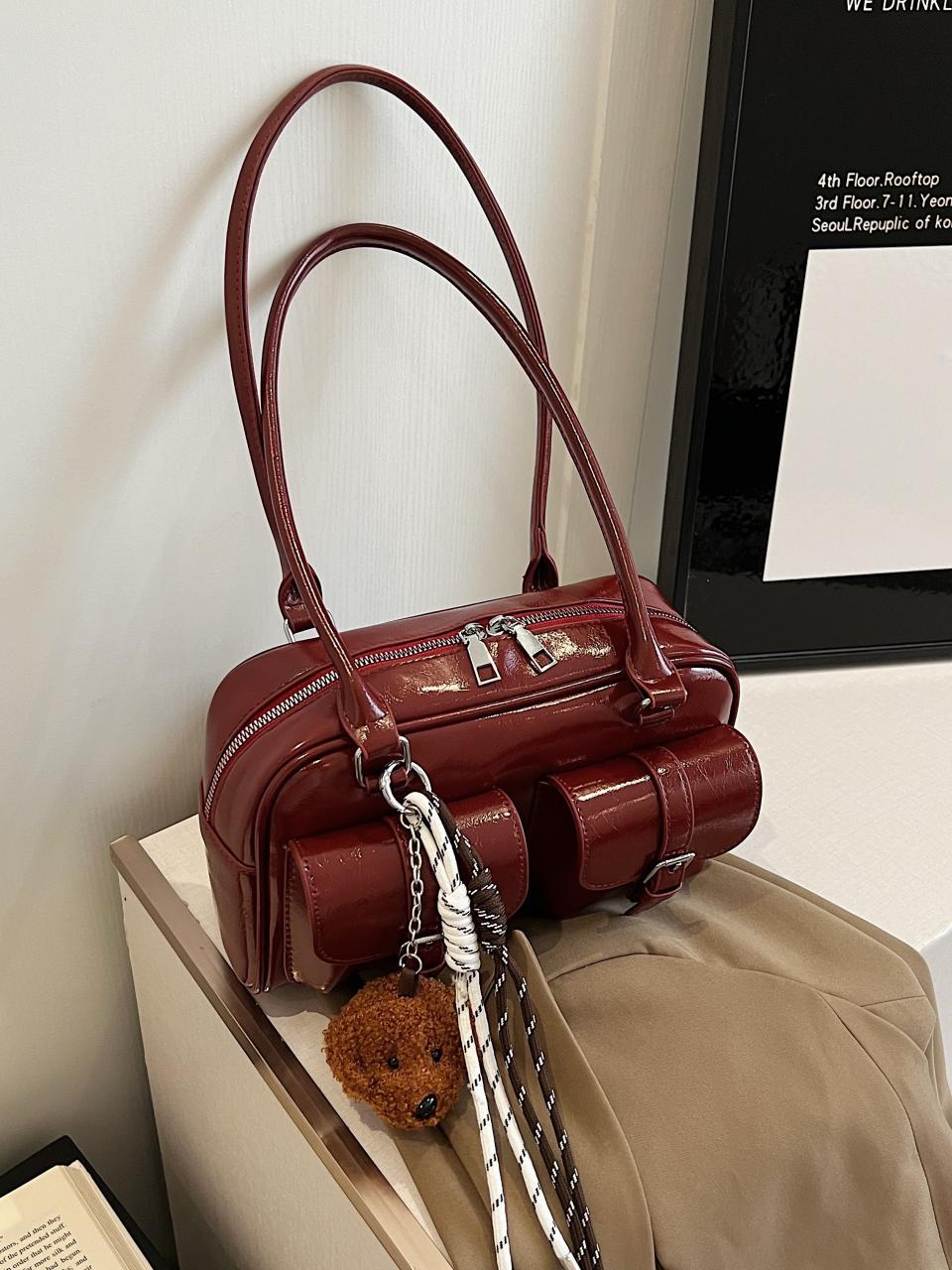 Nicho coreano Zhong explosivo bolso de brazo para mujeres 2025, nuevo retro de gran capacidad bolso de hombro de la marea universal bolso de viaje