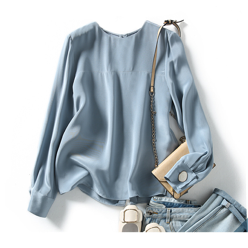 Heavy Silk Elegant Shirt 2026 Summer New Hangzhou Silk Women's Top Long-Sleeve Mulberry Silk Blouse