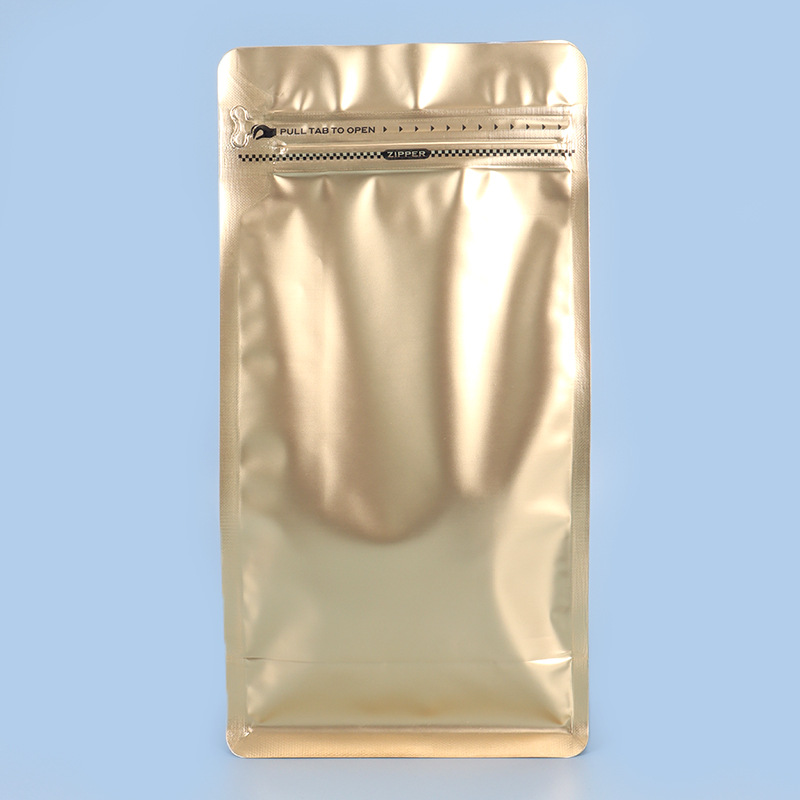 Bolsa de embalaje de granos de café, bolsa de sellado de ocho lados de papel de aluminio, bolsa de té autosuficiente, comida para mascotas, bocadillos de frutas secas, bolsa de color con cremallera