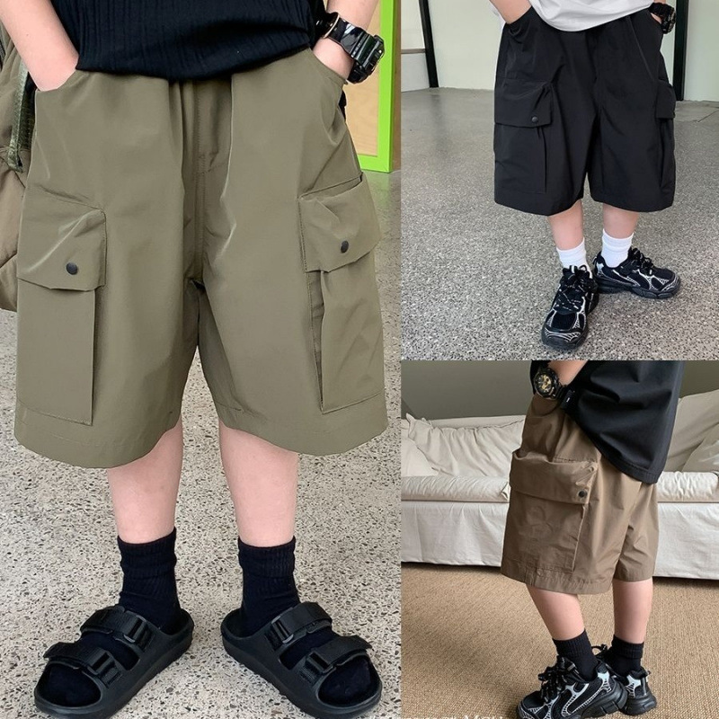 Boys' Summer Shorts 2025 New Season Children's Cargo Shorts with Large Pockets, Quick-Dry, Loose, Thin, Independent Stand