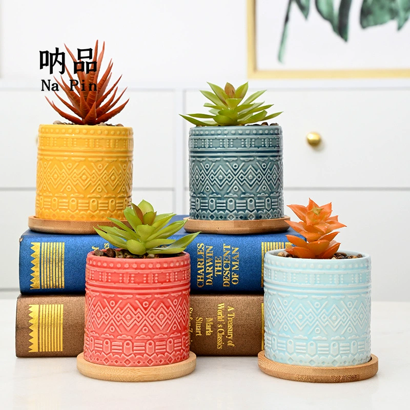 Napin Внешняя торговля Экспорт керамический рельефный суккулент прямой цветочный горшок трансграничный эксклюзивно для новых продуктов на полках прямые продажи с фабрики