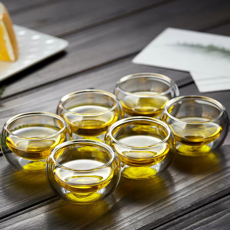 Double-Layer Anti-Scald Glass Tea Cup, Household High-Temperature Resistant Water Cup, Water Set, Tea Brewing Cup, Kung Fu Tea Set, Tea Cup Double-Layer Anti-Scald Glass Tea Cup, Household High-Temperature Resistant Water Cup, Water Set, Tea Brewing Cup, Kung Fu Tea Set, Tea Cup