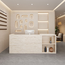 简约防洞石潮牌服装店前台瑜伽美容院接待台养生馆茶馆收银台